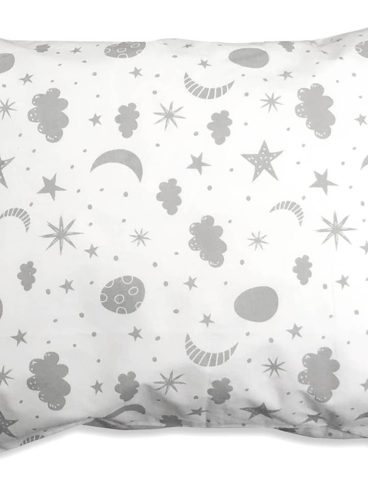100% Cotton Grey Celestial Pillowcase - Toddler Size for wholesale by Spasilk