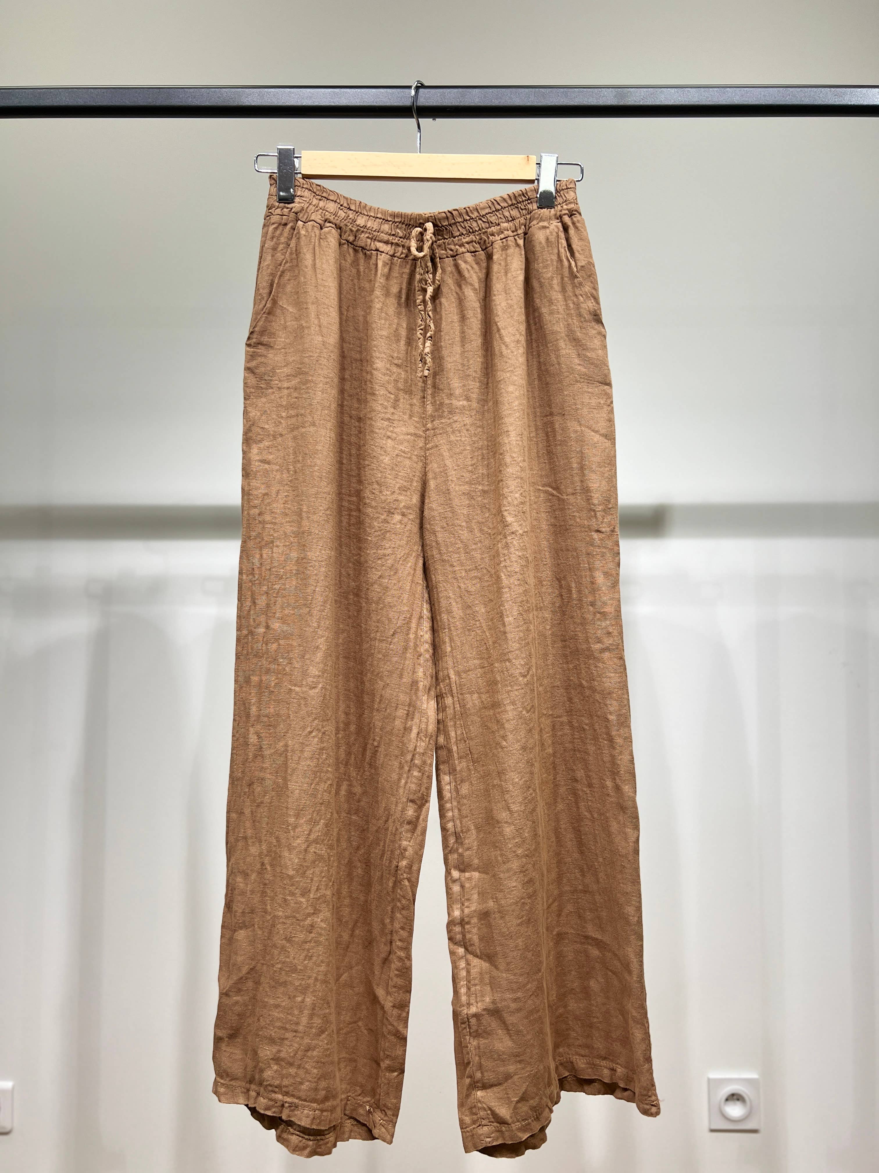 L'Emotion - Wholesale Pants - Women's - Wide Leg Elastic Waist Drawstring Pants 100% Linen7