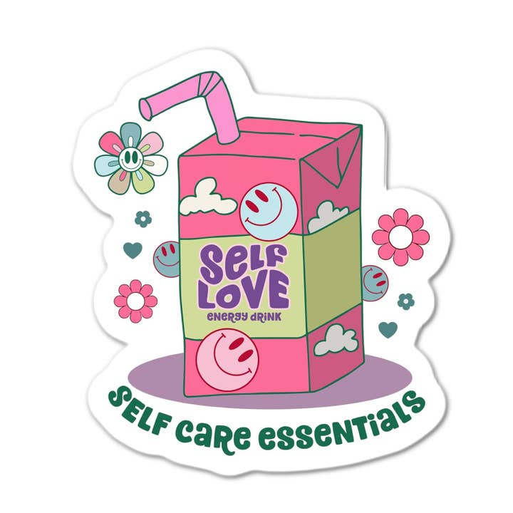 Adesivo Self Care Essentials Cute Self Love per la vendita all'ingrosso da parte di Lyrical River Designs