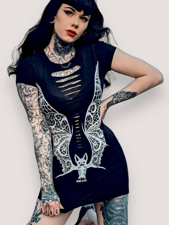 VAMPIRE Lace Wings SS Mini Dress for wholesale by Demi Loon