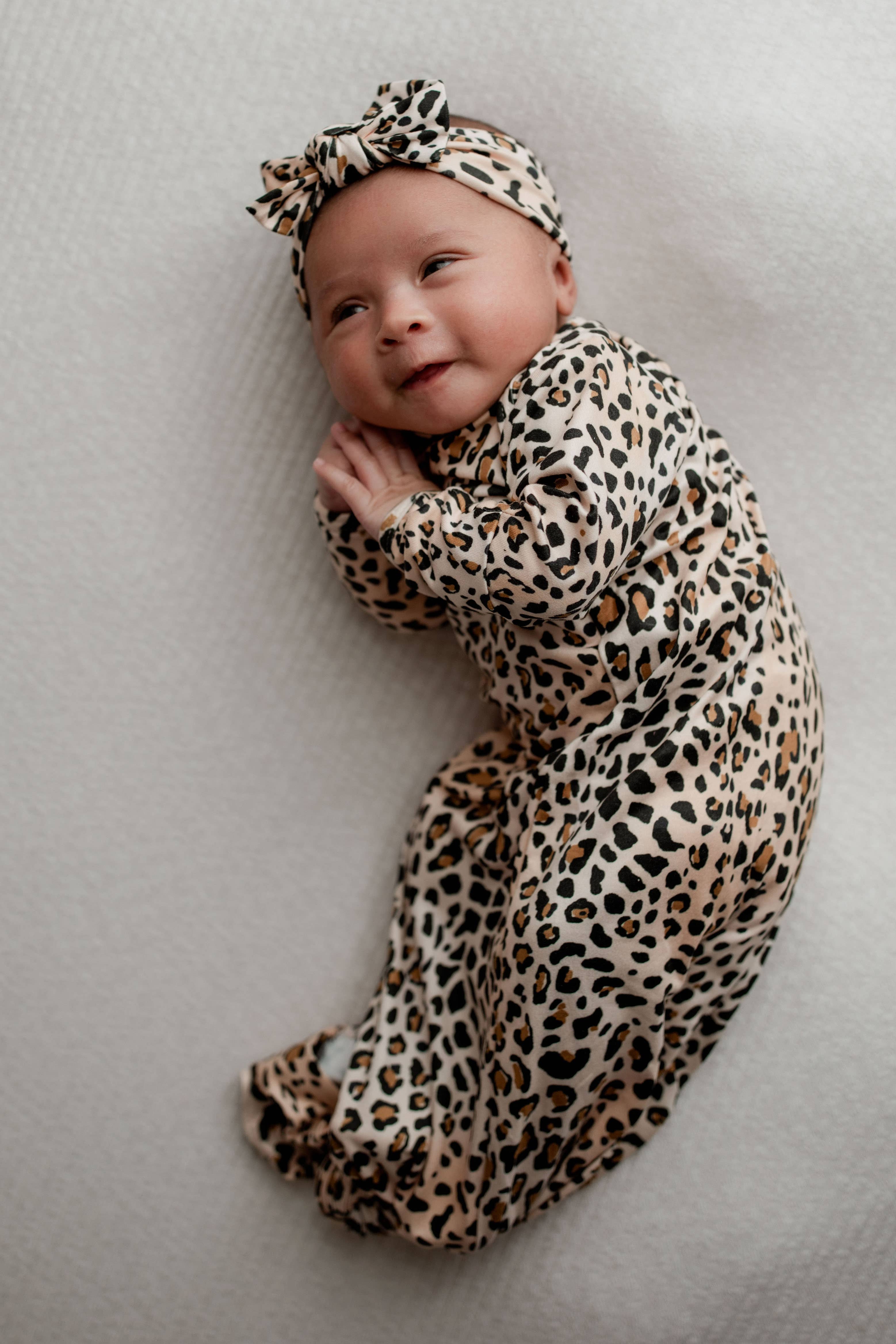 Three Little Tots - Wholesale Babygown - Baby - Leopard Knotted Gown7