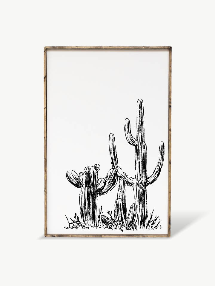Western Cactus Framed Print – Boho Wall Art, Cactus Decor for wholesale by Williamraedesigns