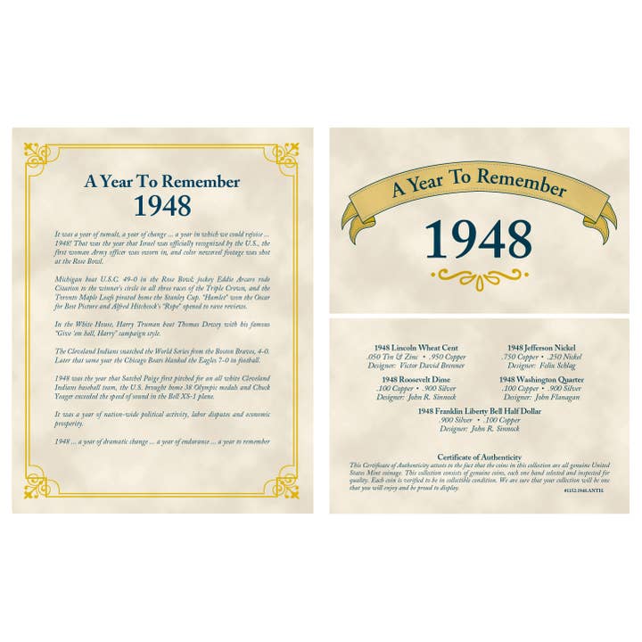 American Coin Treasures - Wholesale Keepsake Coin/Token - Year To Remember 5 Coin Box Set Year 1948