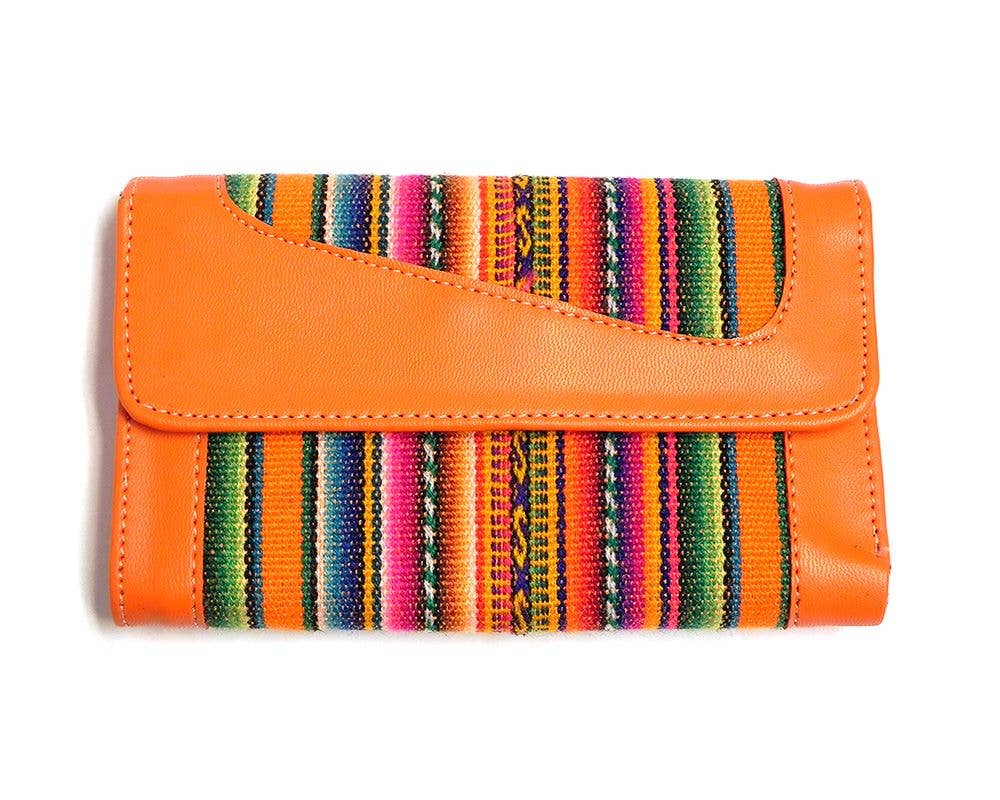 Pichincha - Vente Portefeuille – femme - Portefeuille à trois volets en cuir péruvien à rayures tribales7