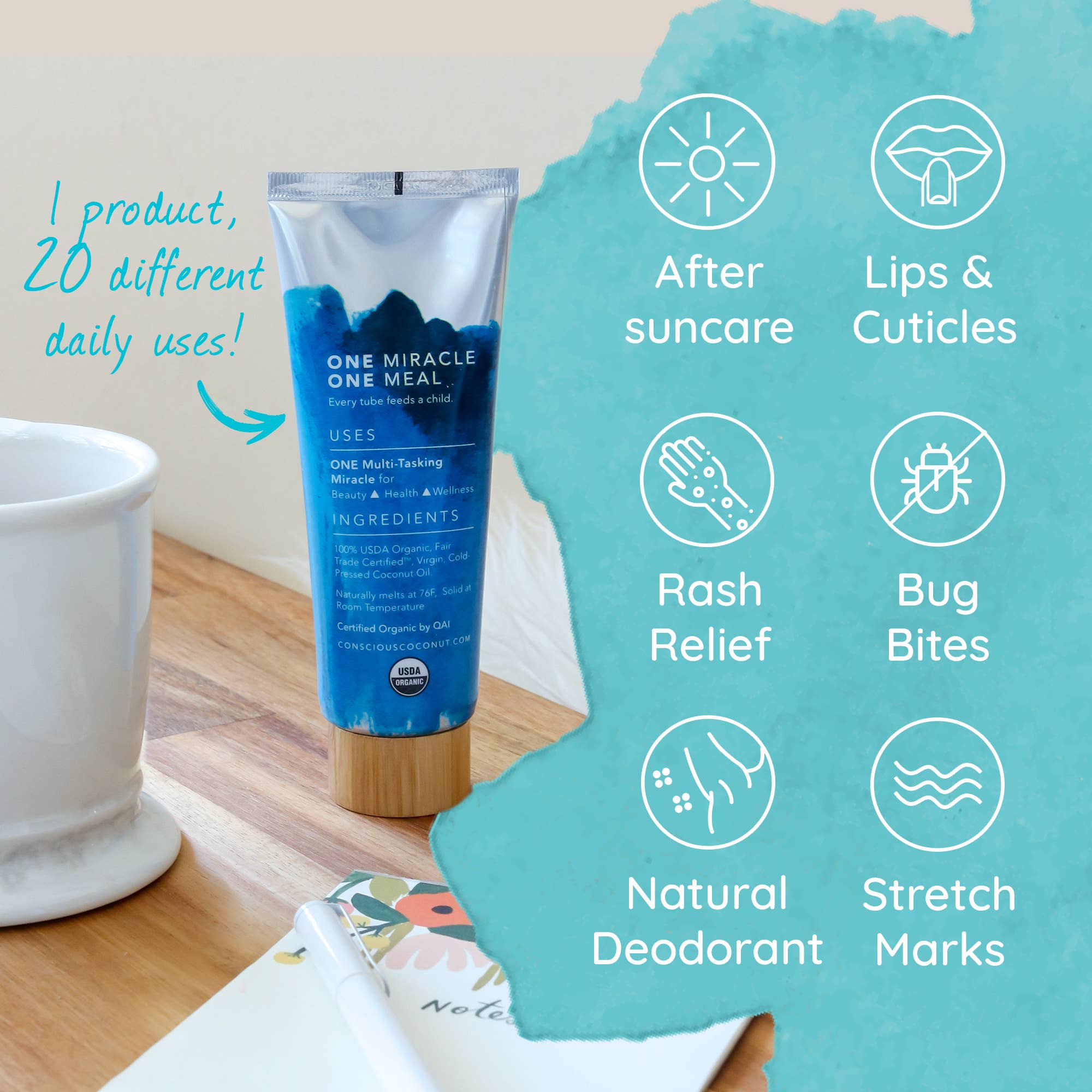 Conscious Coconut - Wholesale Bath/Body Oil - Coconut Oil 3.4 oz Travel-Ready Tube3