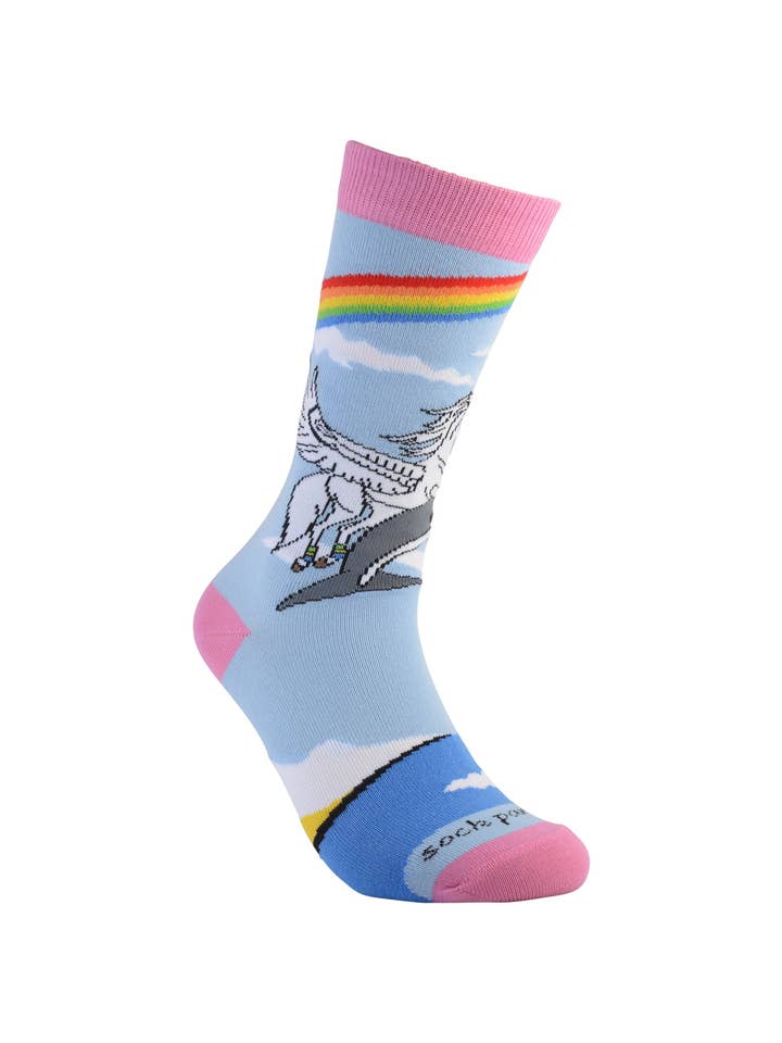 Sock Panda - Venta al por mayor Calcetines - Unisex - Calcetines Land of Dreams - ¡Unicornio que escupe fuego sobre un delfín!