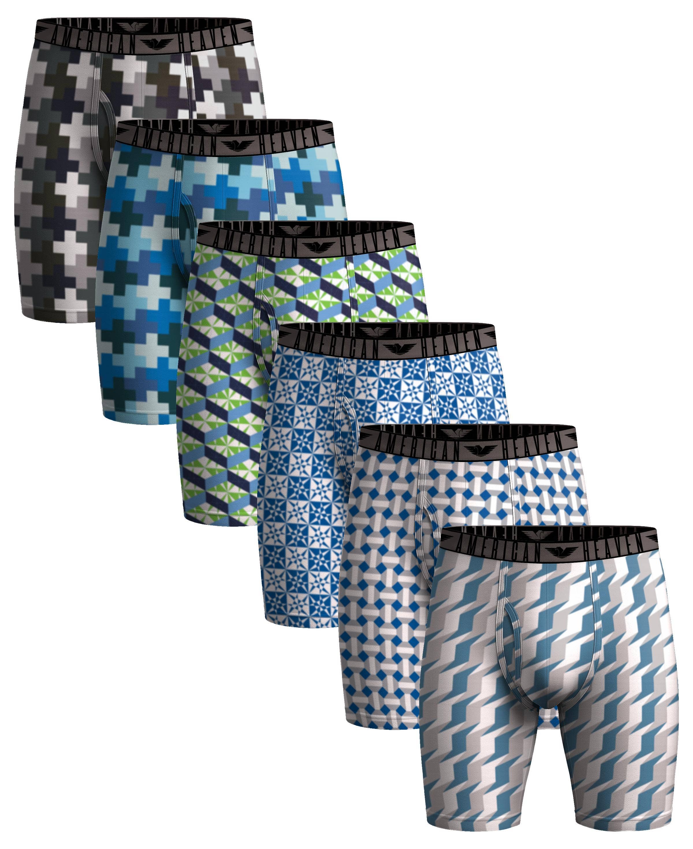 I-Wear Brands - Vente Sous-vêtements – homme - Lot de 6 boxers ultra doux au genou avec braguette pour hommes3