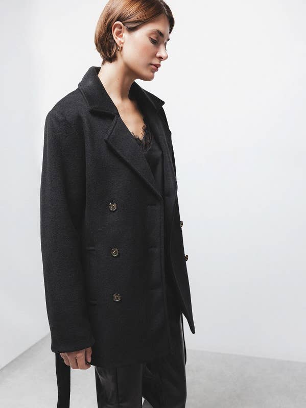 Manteau croisé uni (425280-1) pour la vente par Lanidor