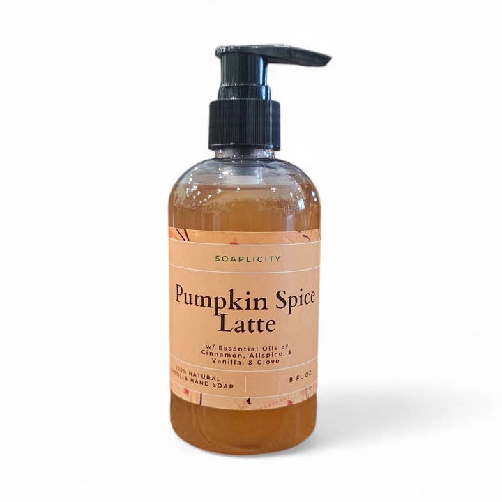 Pumpkin Spice Latte Liquid Hand Soap, 100% Natural for wholesale by Soaplicity