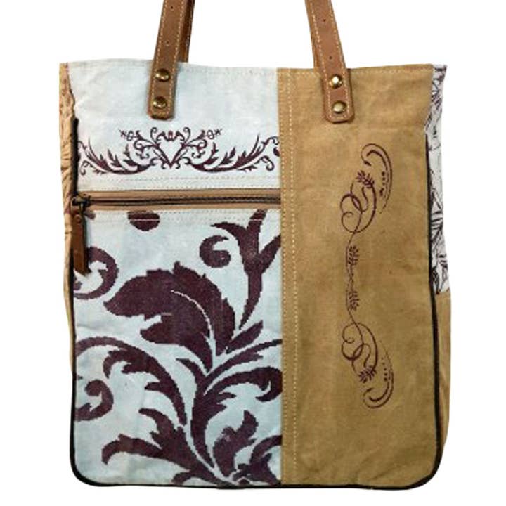Benjamin International - Wholesale Tote Bag - Women's - Light Blue And Brown Tote
