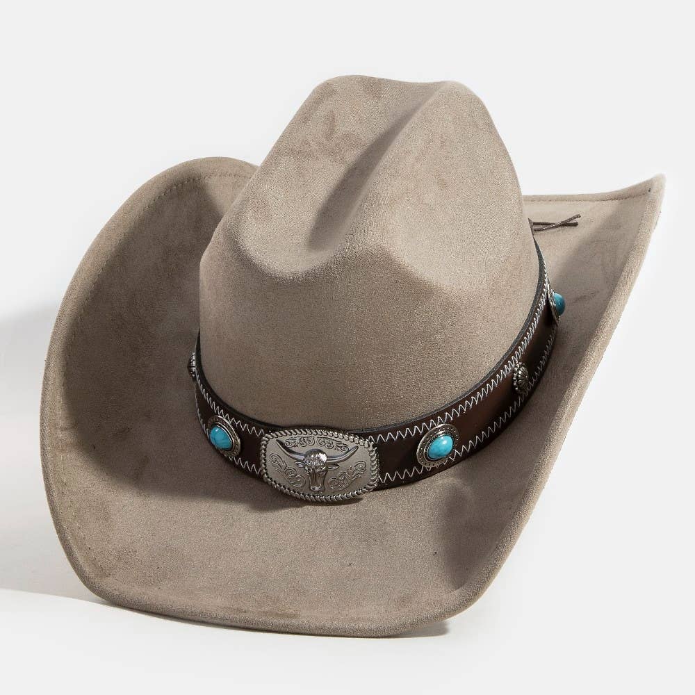 Collections by Fame Accessories - Wholesale Cowboy Hat - Women's - Longhorn Concho Strap Cowboy Hat9