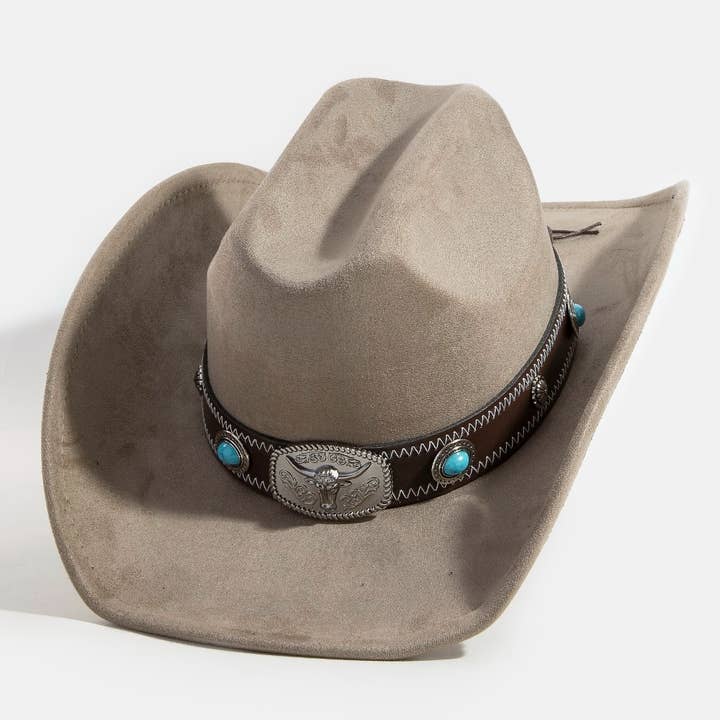 Collections by Fame Accessories - Wholesale Cowboy Hat - Women's - Longhorn Concho Strap Cowboy Hat9