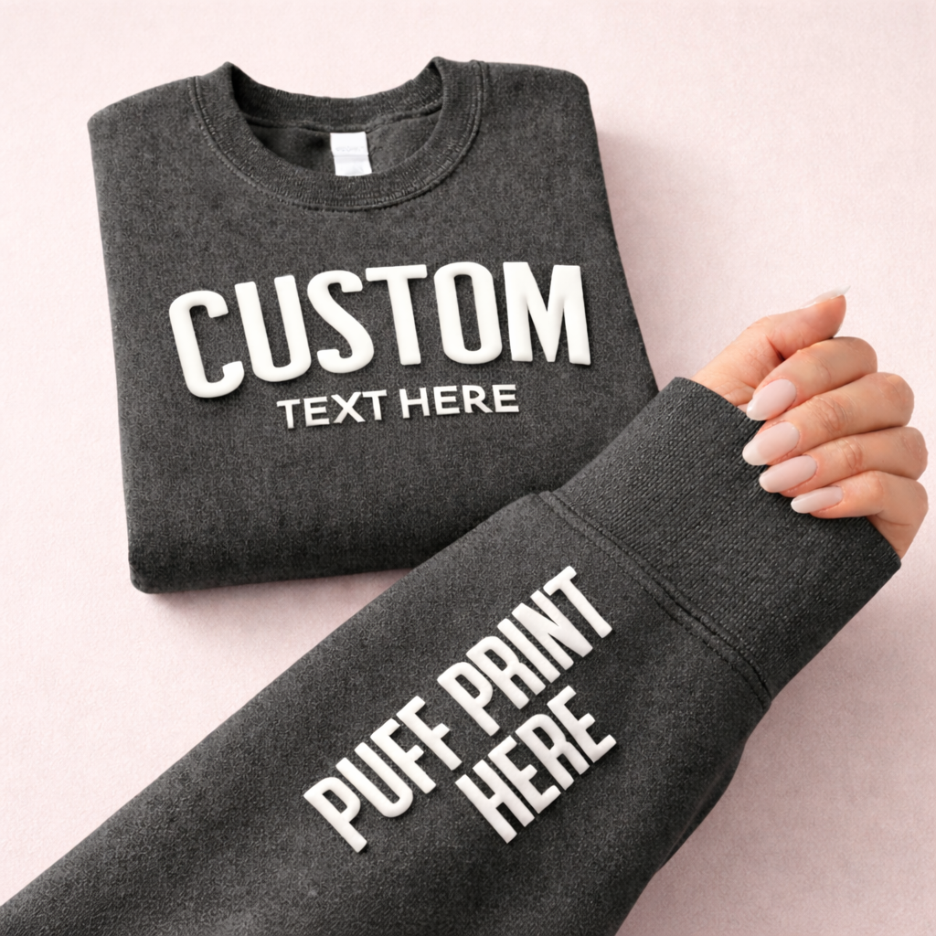 Nobullwoman Apparel - Wholesale Graphic Sweatshirt - Unisex - CUSTOM Wrist Sleeve & Front Puff Print Unisex Sweatshirt12