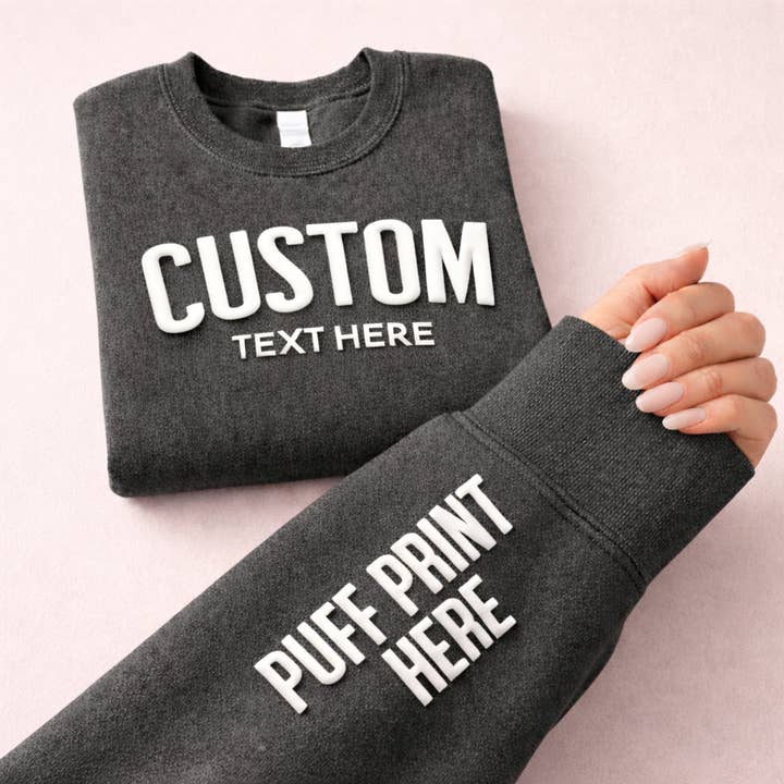 Nobullwoman Apparel - Wholesale Graphic Sweatshirt - Unisex - CUSTOM Wrist Sleeve & Front Puff Print Unisex Sweatshirt12