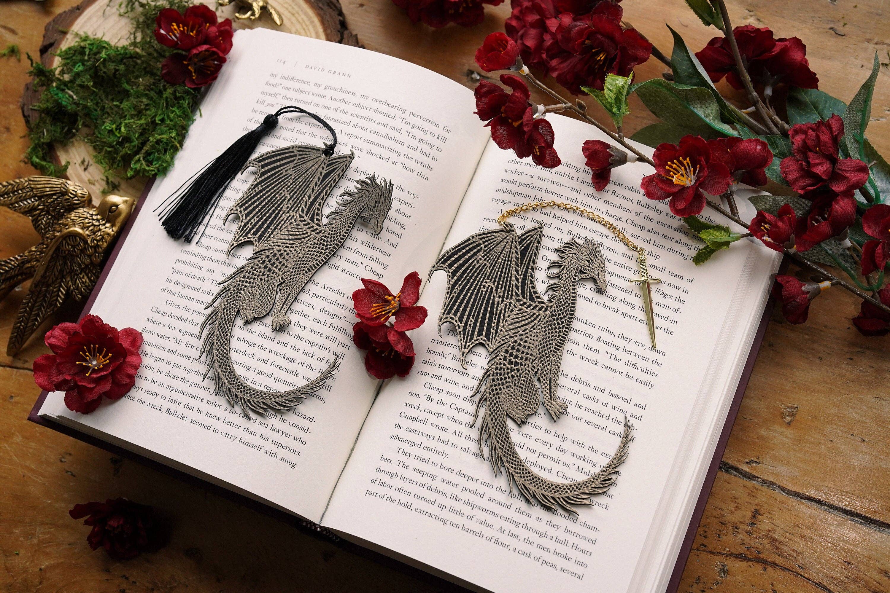 The Bookish Atelier - Wholesale Bookmark - Gold and Black Dragon Faux Leather Bookmark1