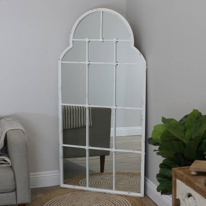 Metal Framed Mirror 60" White for wholesale by VIP Home & Garden