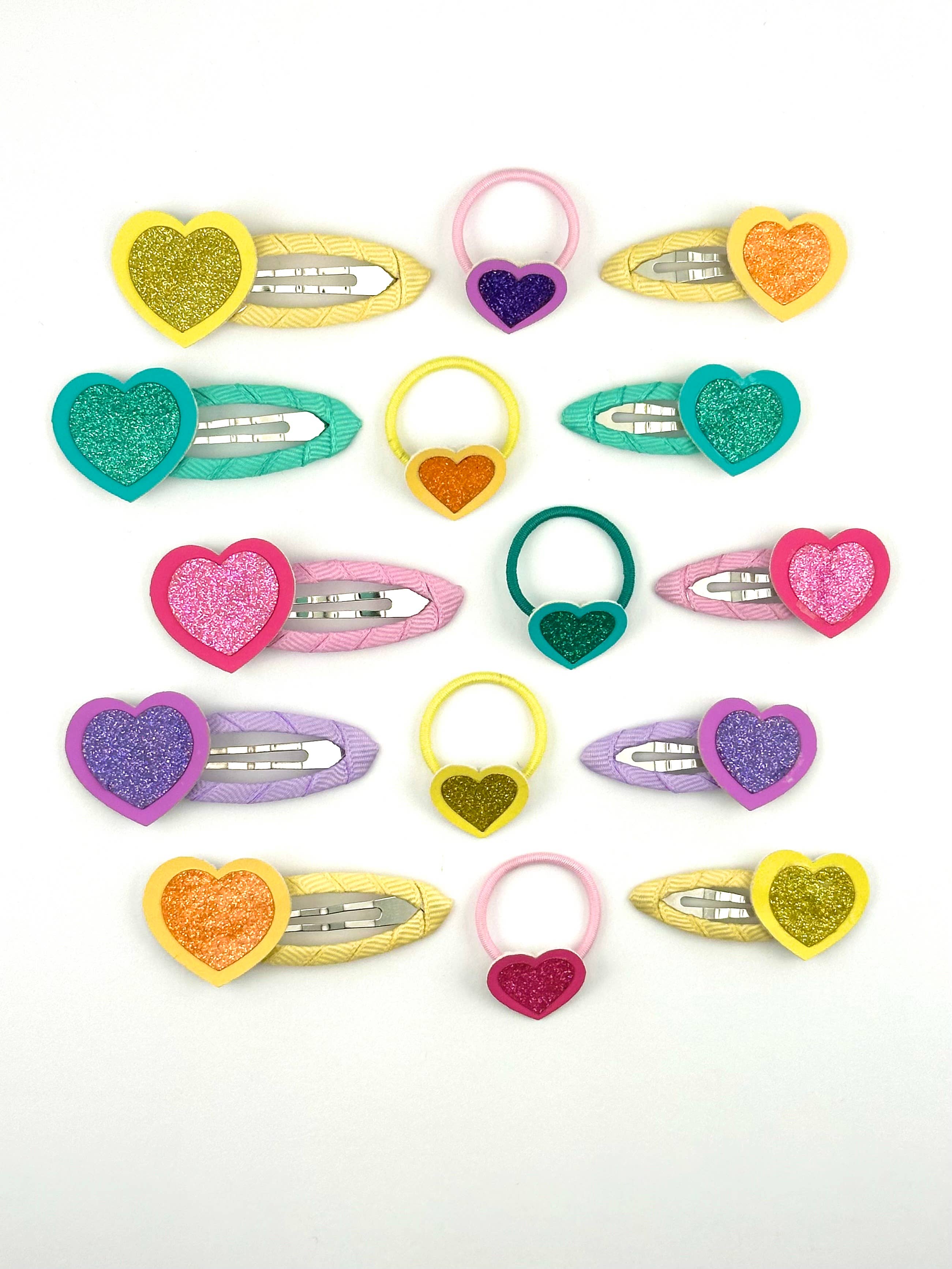 Bluebell Petite - Wholesale Hair Clip - Kids - Green Heart Glitter Click Clack 4cm7