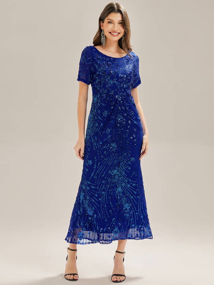 Ever-Pretty - Wholesale Gown - Women's - Bodycon Fishtail Paillette Pleated Evening Gown1