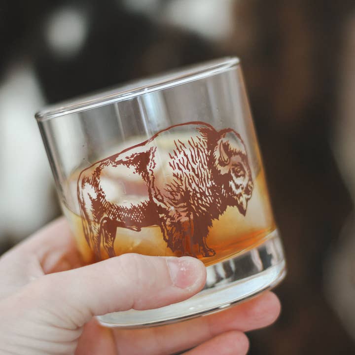 Counter Couture - Wholesale Cocktail/Liquor Glass - Bison Rocks Glass – 11 oz Dishwasher Safe Whiskey Glass1
