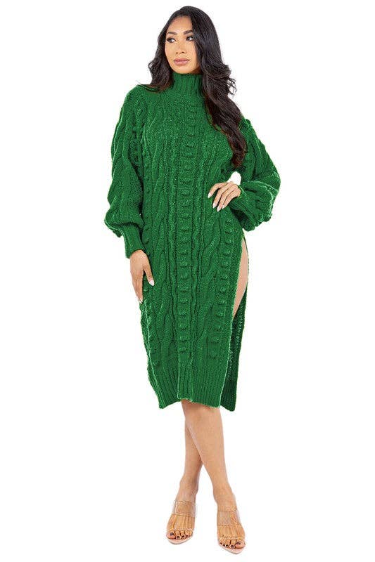 Green WOMEN FASHION SWEATER DRESS for wholesale on Faire4