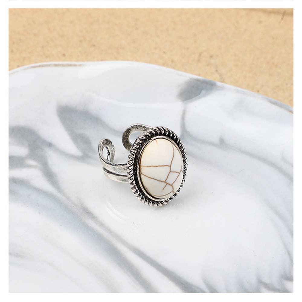 Wholesalesir - Vente Parures de bijoux - Ensemble de bijoux vintage avec pendentif rond en turquoise et fleur3