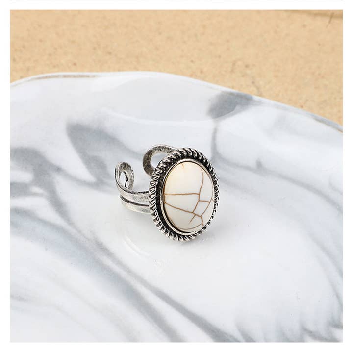 Wholesalesir - Vente Parures de bijoux - Ensemble de bijoux vintage avec pendentif rond en turquoise et fleur3