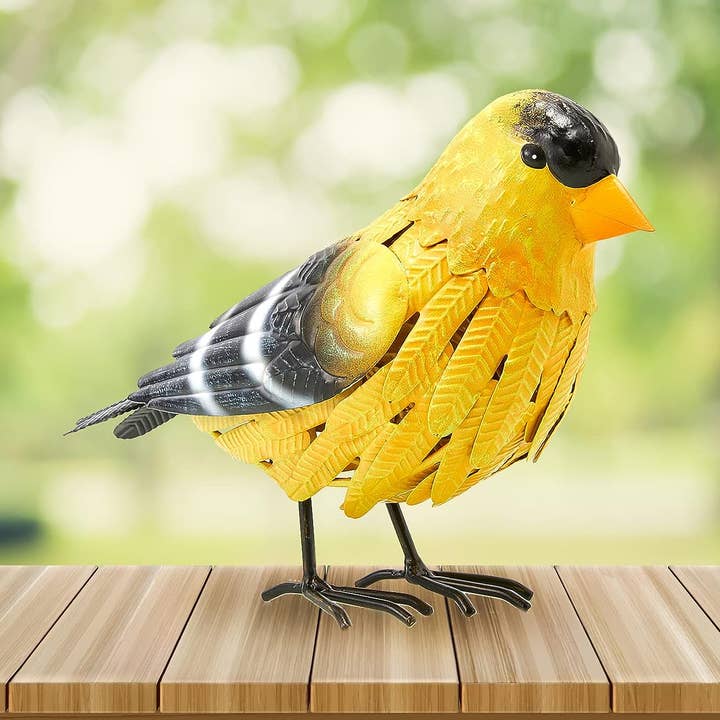 American Goldfinch Metal Garden Bird, Yard Sculpture Art for wholesale by The Wine Savant / Khen Glassware