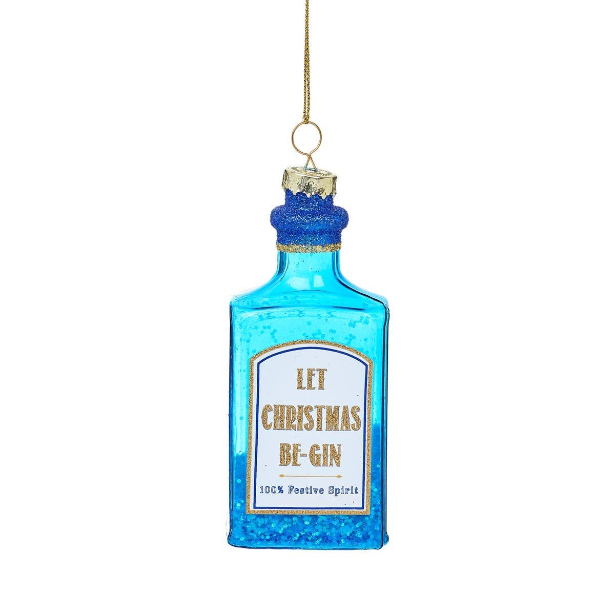 Sass and Belle – wholesale Christmas decoration – Blue Gin Bottle Shaped Bauble0