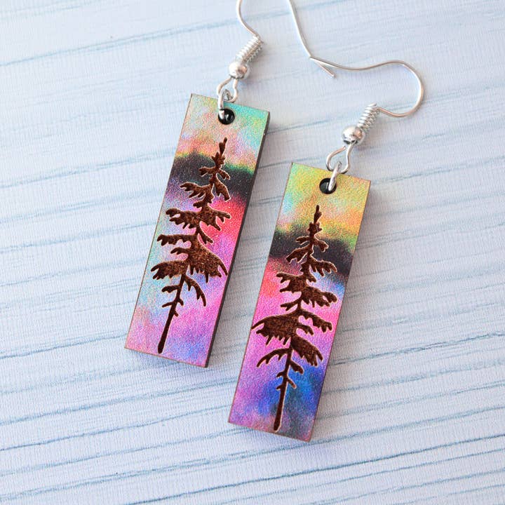 Nine Mile Creative - Wholesale Dangle Earrings - Aurora Pine Forest Wood Dangle Earrings Pendant7