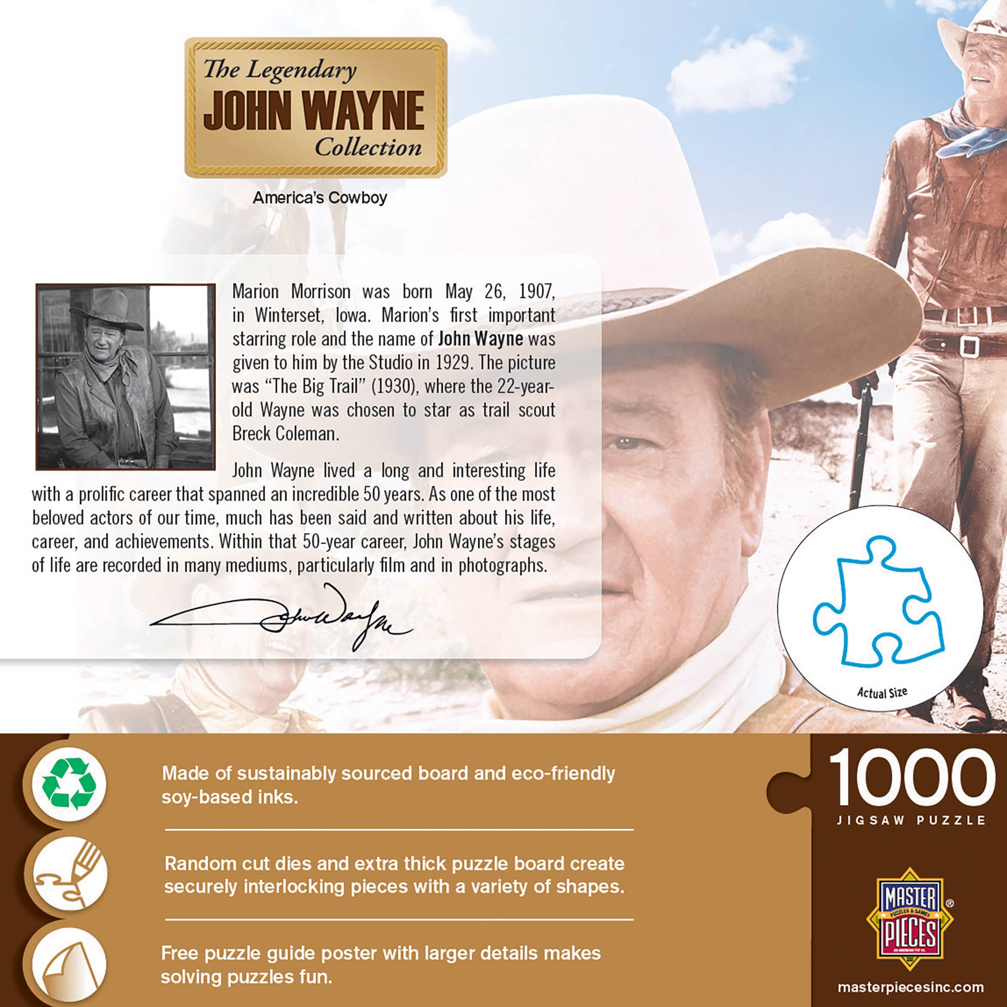Masterpieces Puzzles - Wholesale Puzzle - Adult - John Wayne Collection - America's Cowboy 1000 Piece Puzzle2