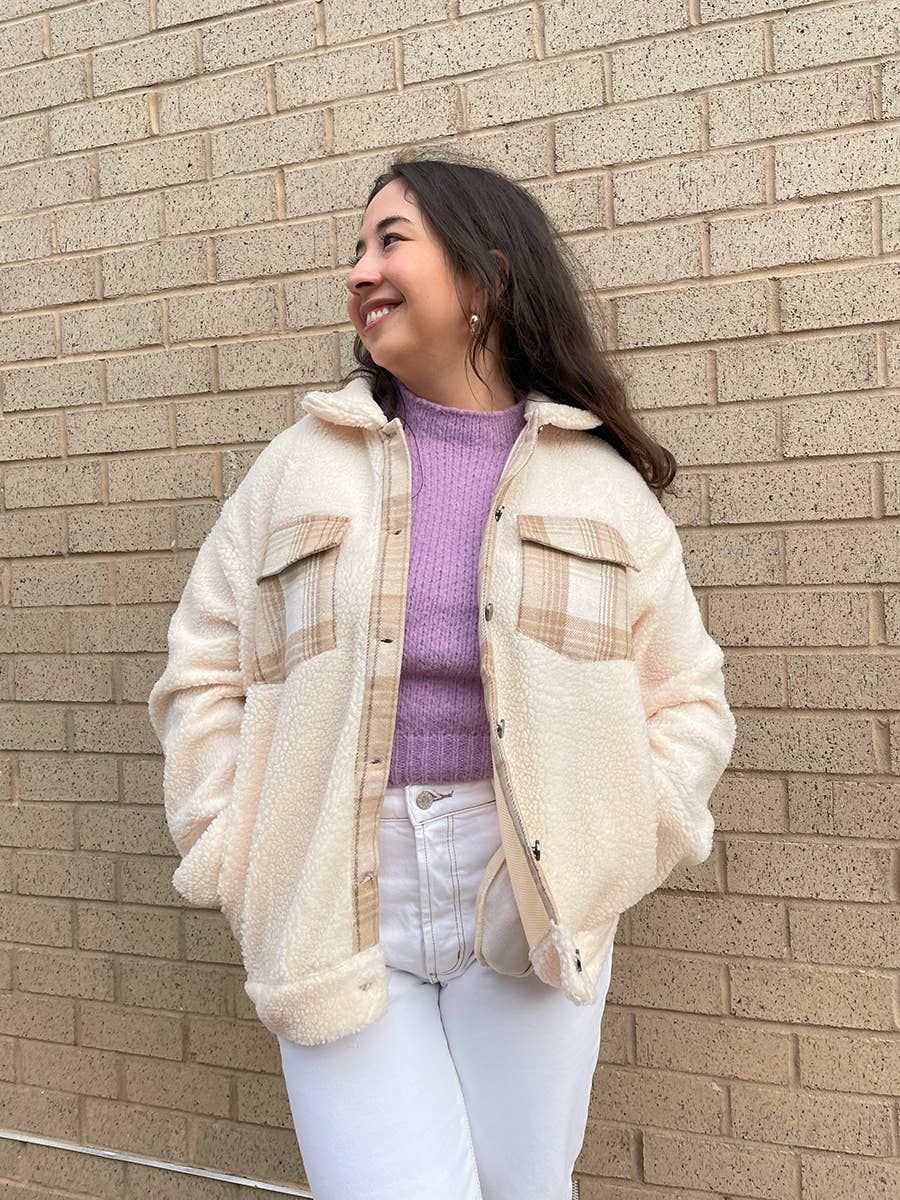 Jen & Co. - Wholesale Shirt Jacket/Shacket - Women's - SKT2386 Dora Plaid Accent Shacket3