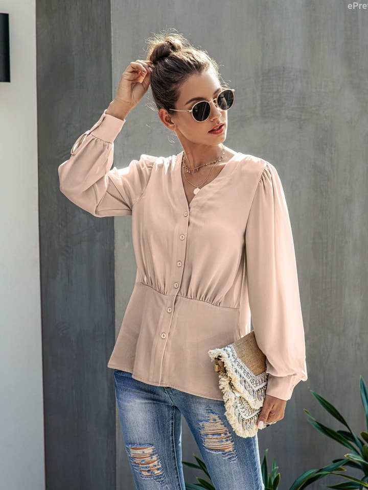 SZ1-TP600269 - Blouse boutonnée semi-transparente pour femme pour la vente par ePretty