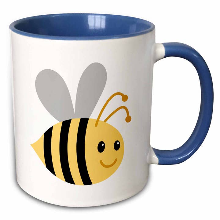 11oz Two-Tone Blue Mug Cute cartoon bumble bee for wholesale by 3dRose