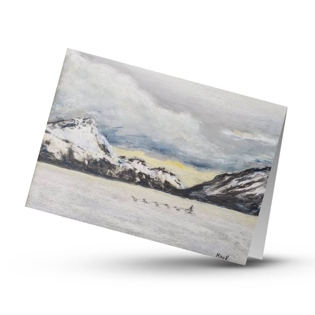 Maria Langgle - Wholesale Everyday Greeting Card - Alaska Sled Dogs Folded Greeting Card with Envelope 5x70