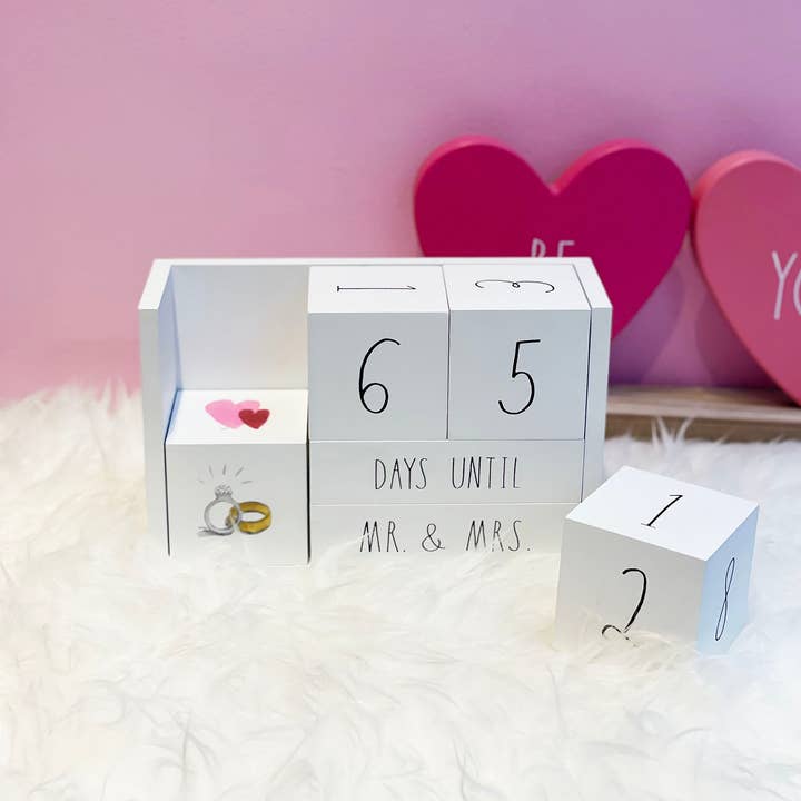 DesignStyles Home - Wholesale Decorative Tabletop Object - Rae Dunn 9 Piece Wedding Countdown Block Set
