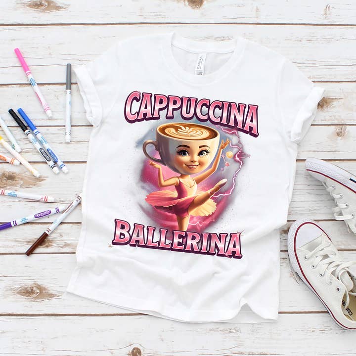 “Cappuccina Ballerina” Italiensk Hjerneforrådnelse Roblox Børne T-shirt for engroshandel hos The Detailed Diva