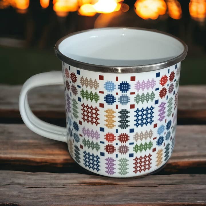 Multi coloured tapestry blanket design Enamel Camping mug and other Purchase wholesale enamel camping mugs. Free returns & net 60 terms on Faire trending on Faire.