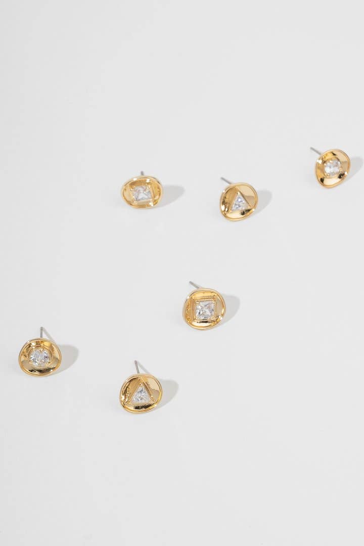 SAACHI – wholesale Jewellery set – Gold Disc Small Stud Earring Set3