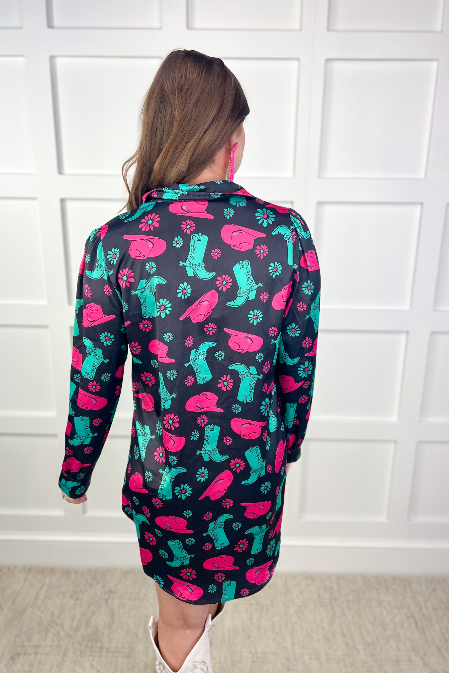 Charcoal Rodeo Ready Button Up Dress for wholesale on Faire7