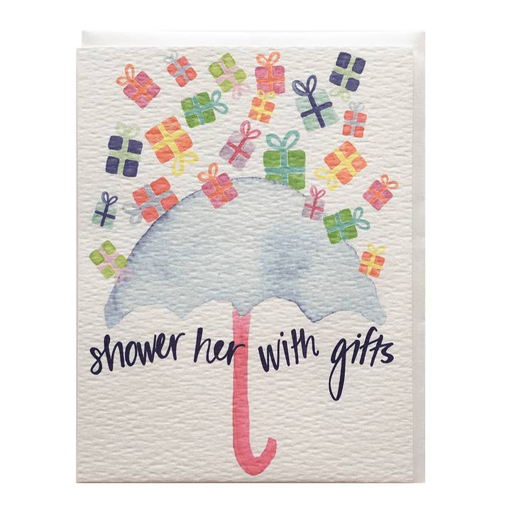 Carte de mariage/douche de bébé Blue Umbrella pour la vente par Allie & Elle