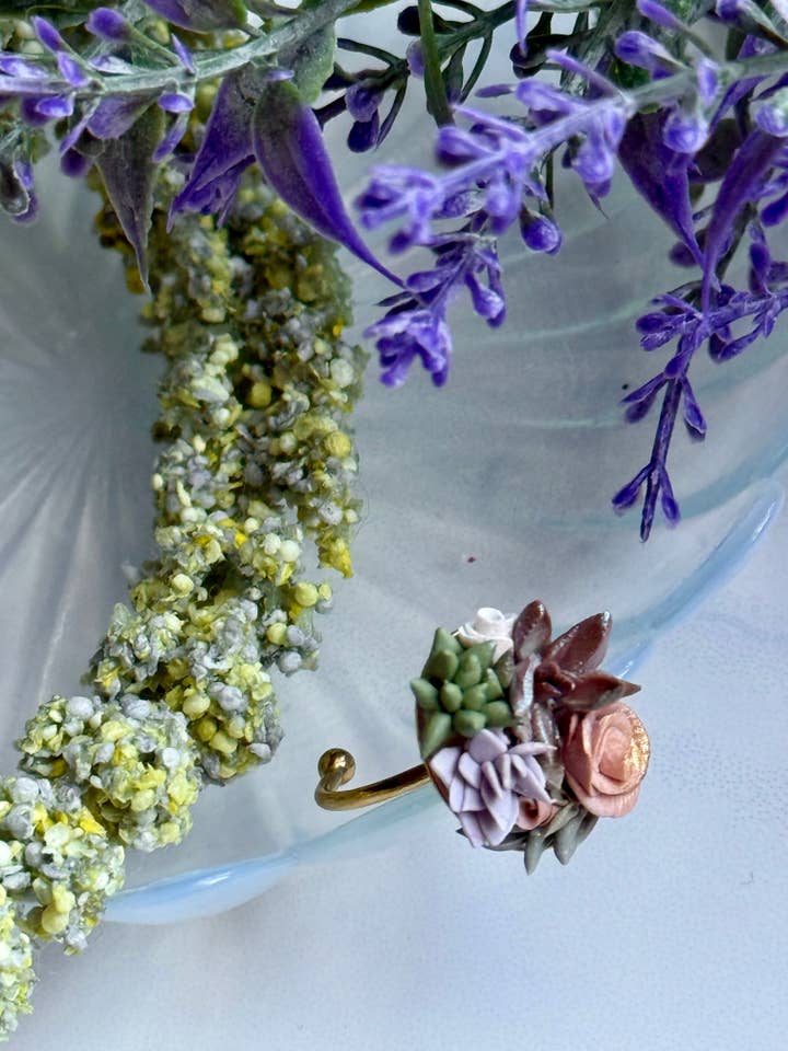 Verdant Succulent Oval Ring for wholesale by Everything Ky and I