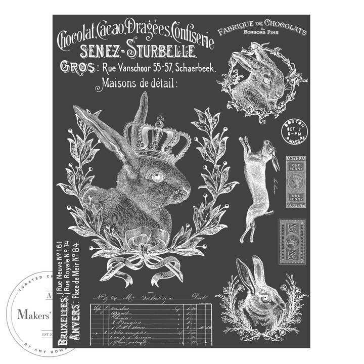 A Makers' Studio - Wholesale Stencil/Craft Die - Bon Bon Bunny - Mesh Stencil 8.5x11