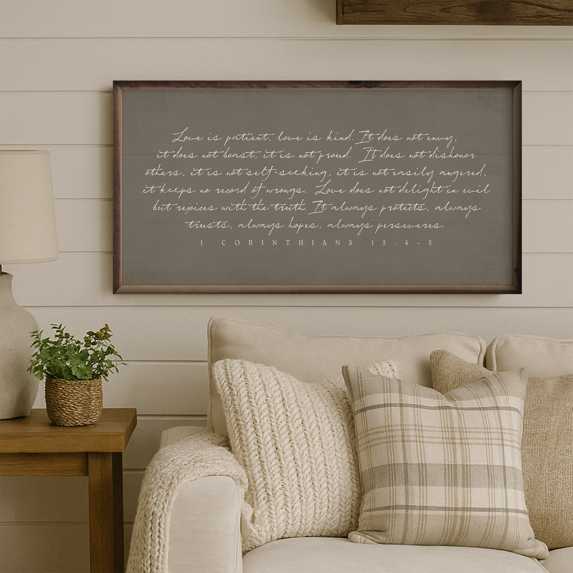 Kendrick Home - Wholesale Wood Wall Art - Love Is Patient Corinthians Green2