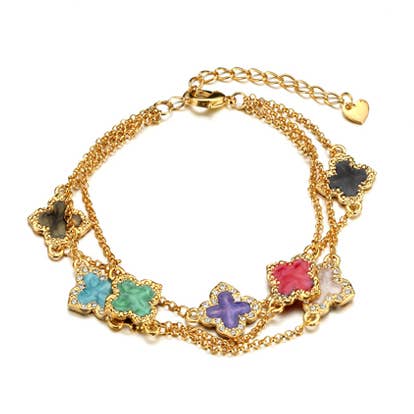 Laudic Co - Wholesale Charm/Dangle Bracelet - Multi Clover Charm Bracelet2