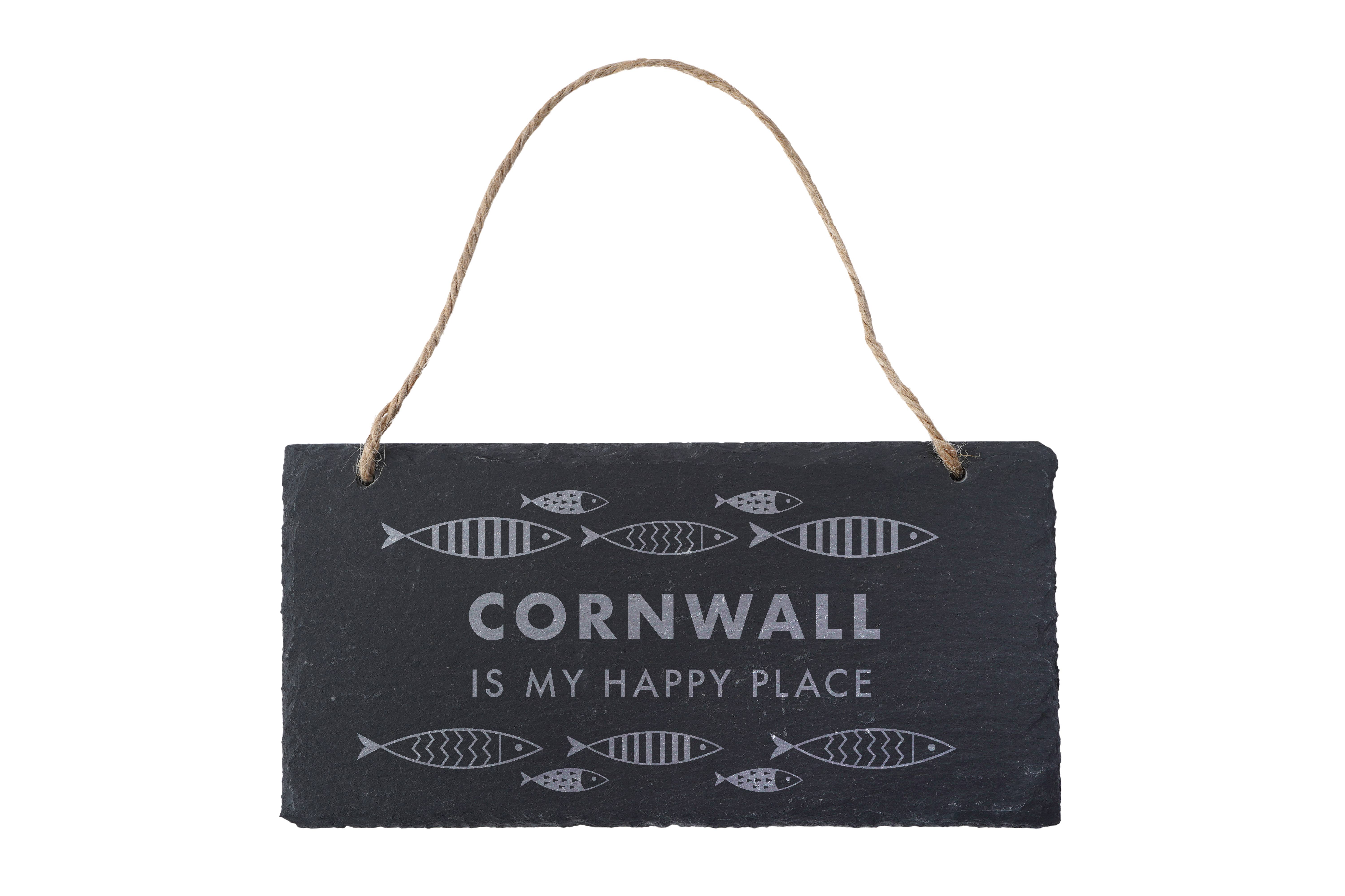 CGB Giftware – wholesale Sign – Cornwall Is My Happy Place - Illustrated Fish Slate Sign1