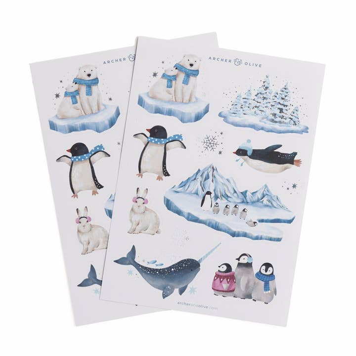 Polar Penguin Stickers for wholesale by Archer and Olive