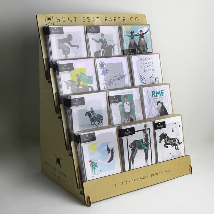 Paquete de exhibición de 72 tarjetas de felicitación para venta al por mayor de Hunt Seat Paper Co.