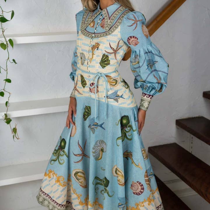 Långklänning med snäckskalstryck för wholesale av EmberLoom