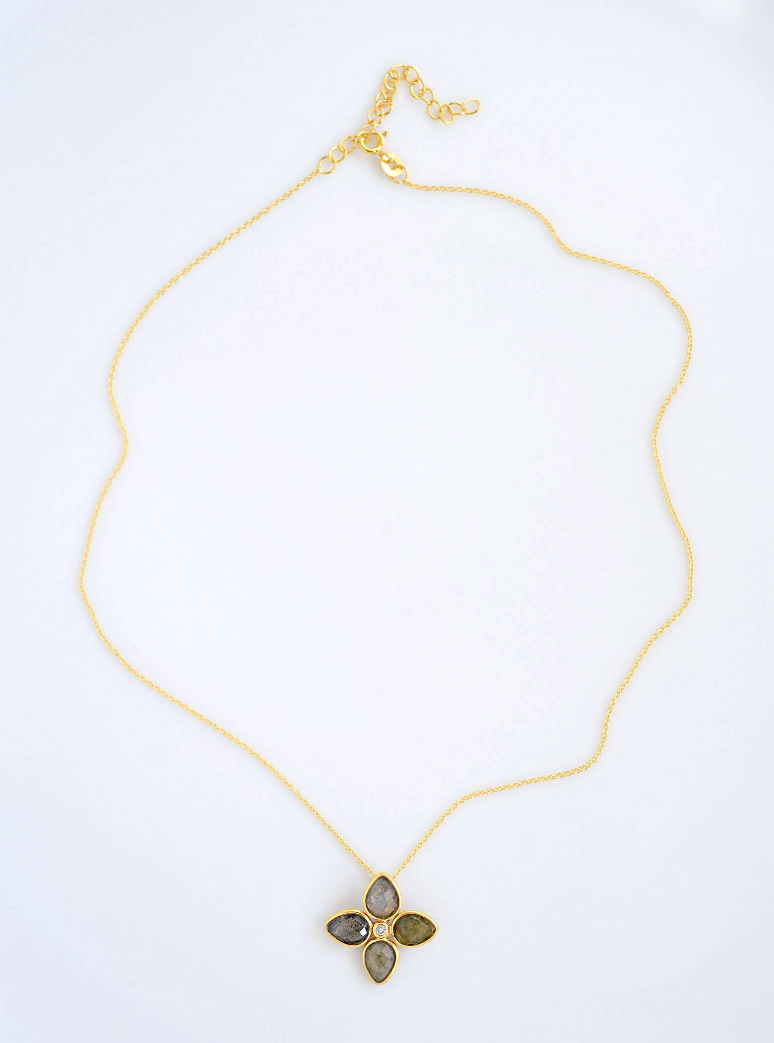 FELIX Z DESIGNS - Wholesale Pendant/Charm Necklace - 16"+2" Multi-stone Floral with CZ Necklace3