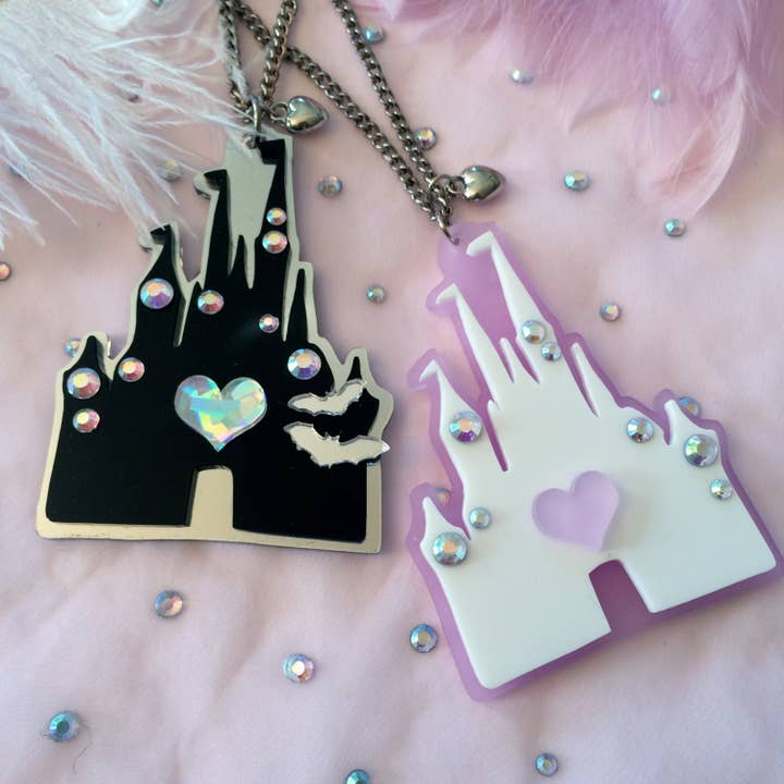 Pastel Or Dark Castle Acrylic Necklace for wholesale by I'm Your Present